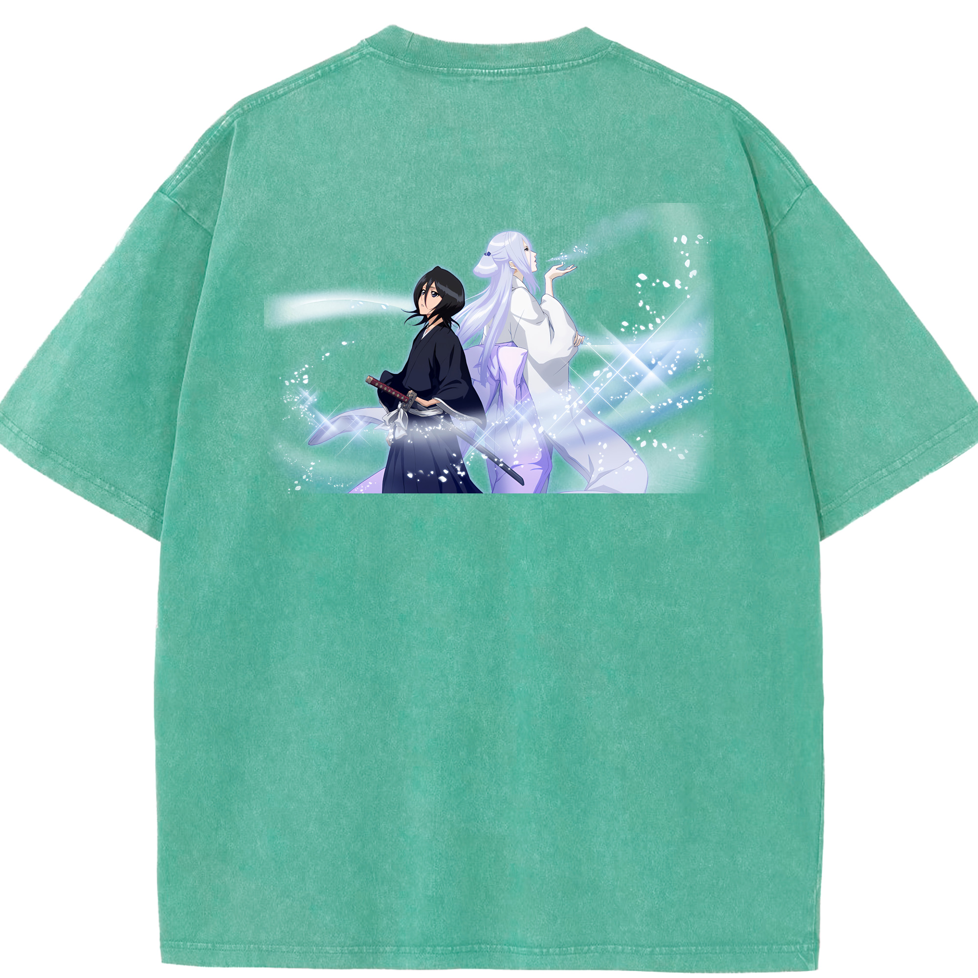 （画像用） ブリーチ 朽木ルキア BLEACH Kuchiki Rukia 綿100% ヴィンテージ風 半袖Tシャツ（背面プリント）